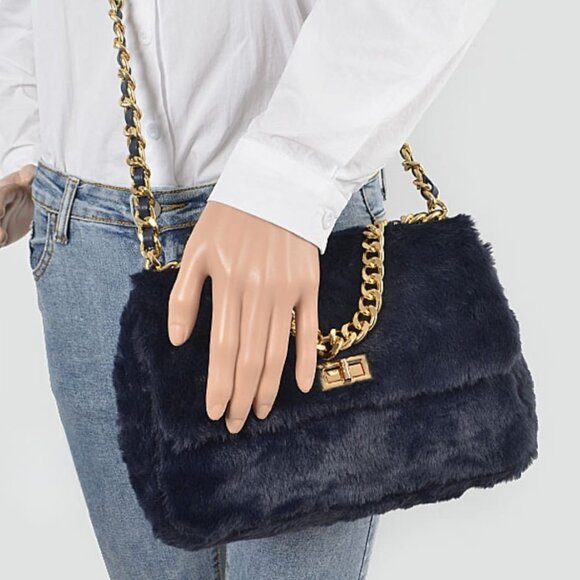 FAUX FUR SHOULDER PURSE - Picture 2 of 2